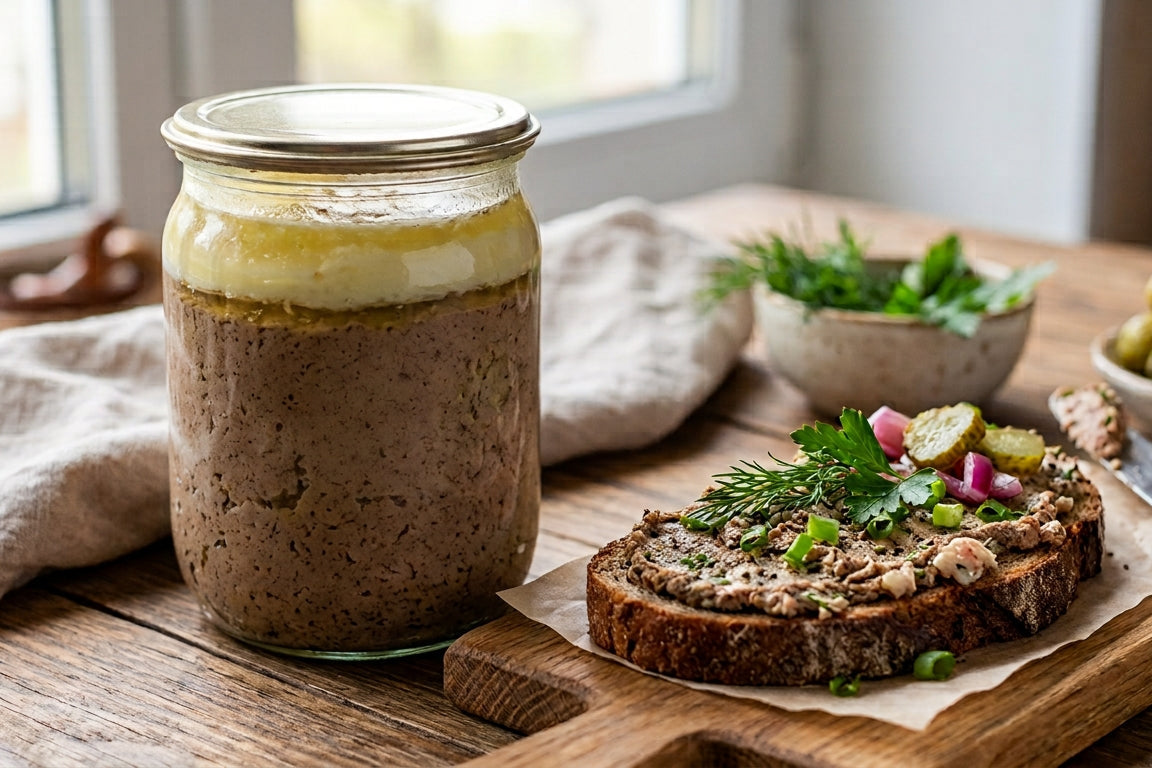 Паштет із курячої печінки, м'яса та сала